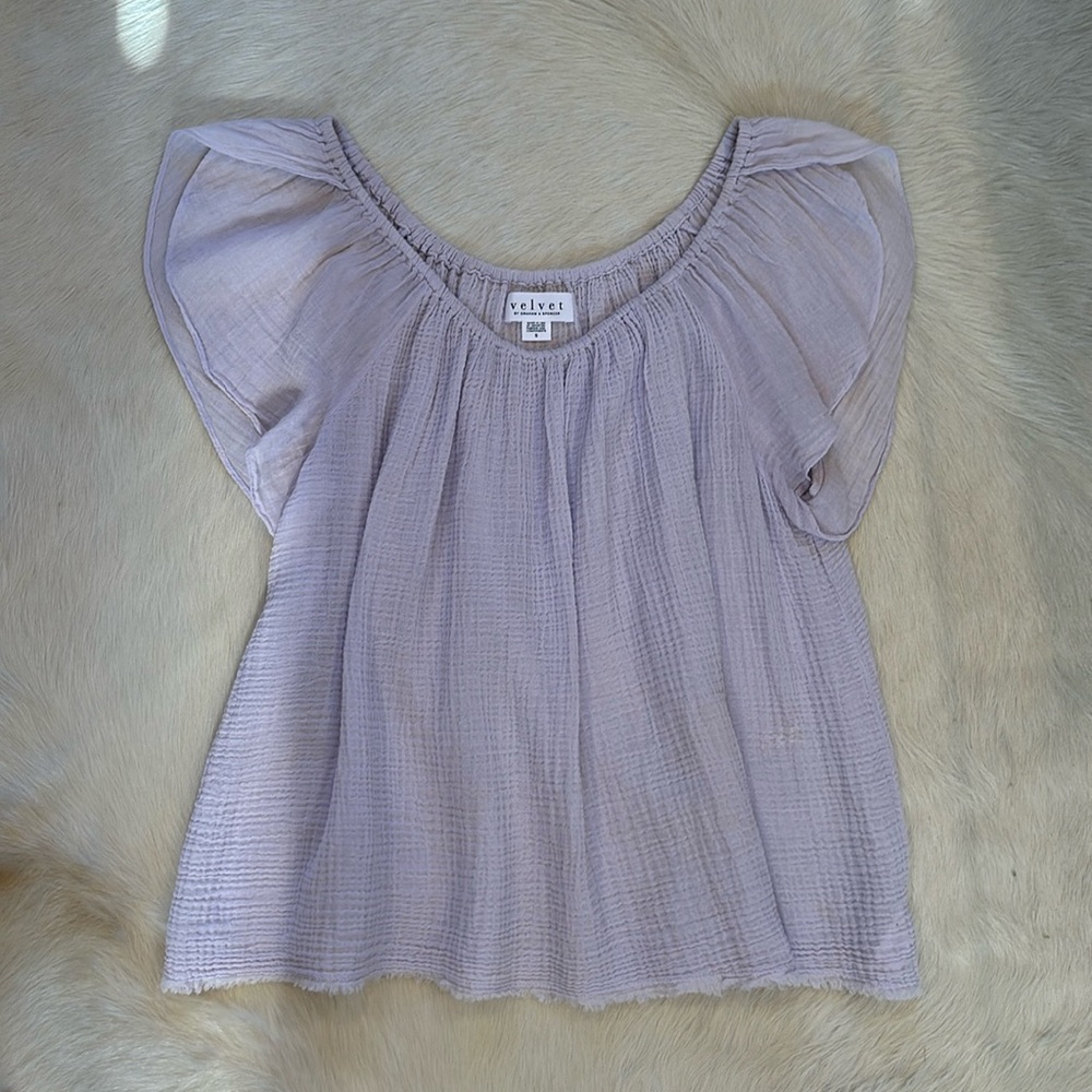Velvet cotton gauze top